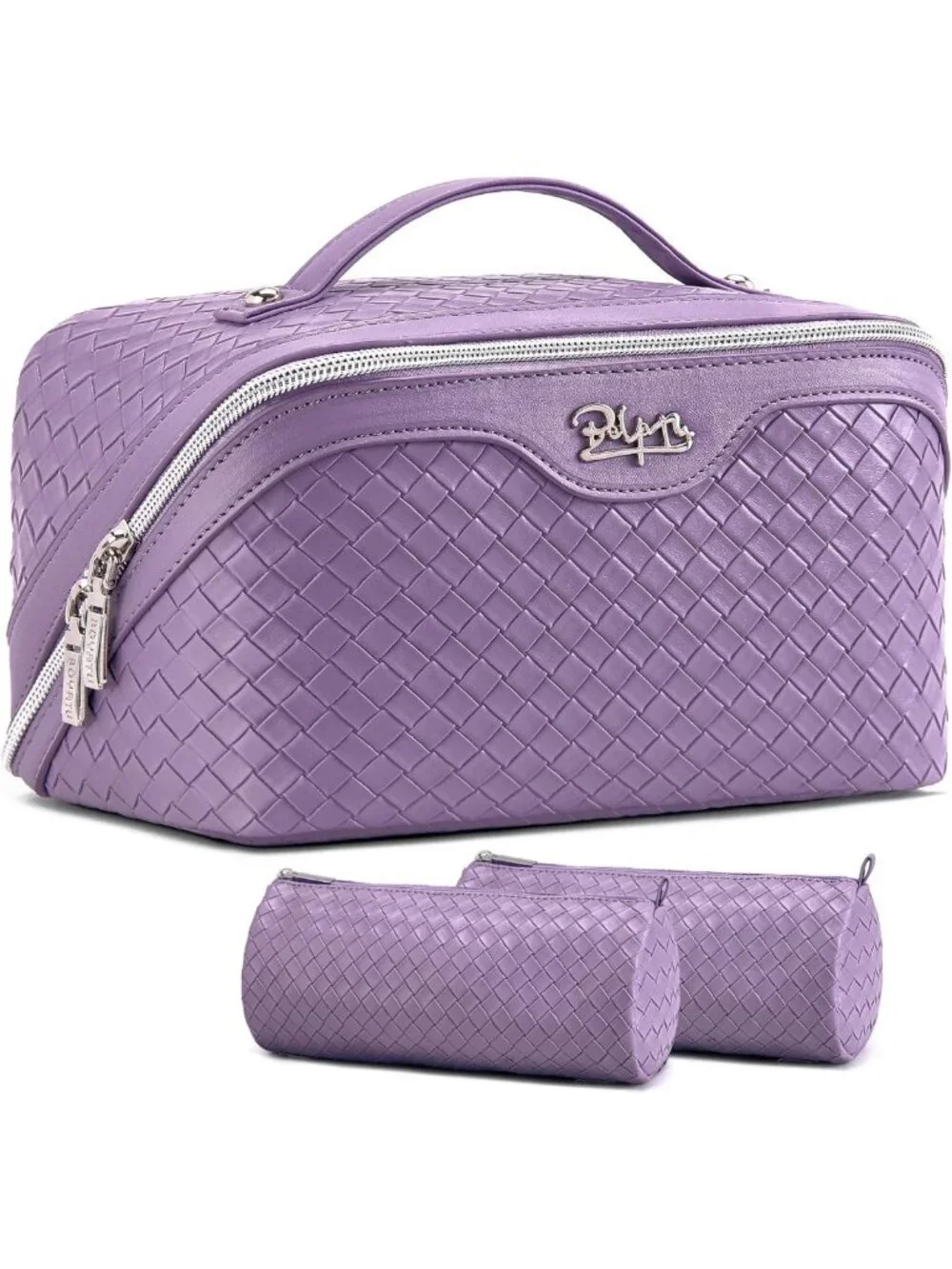 Large Capacity Travel Makeup Bag Set - Waterproof Vegan Leather Cosmetic